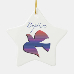 Customizable, Adult Baptism Dove Ceramic Ornament