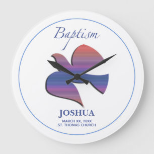 Customizable, Adult Baptism Dove Large Clock