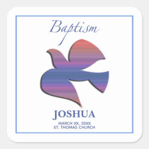 Customizable, Adult Baptism Dove Square Sticker