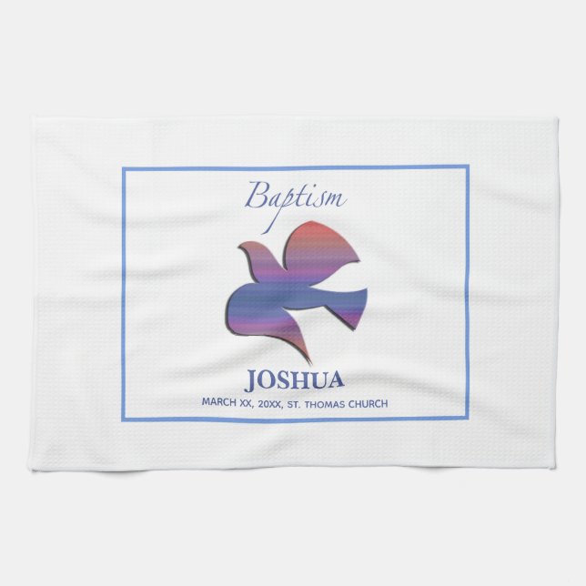 Customizable, Adult Baptism Dove Towel (Horizontal)