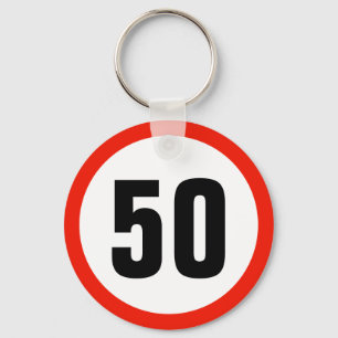 Customizable Age Speed Limit Sign 50th Birthday Keychain