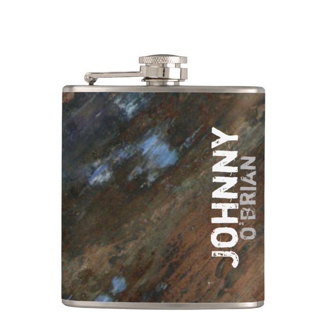 Customizable Aged Texture Hip Flask (Front)
