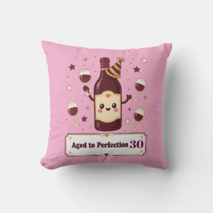 Customizable Aged to Perfection Cute Wine Birthday Throw Pillow
