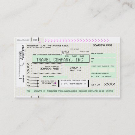 Customizable Airline Boarding Pass Business Card