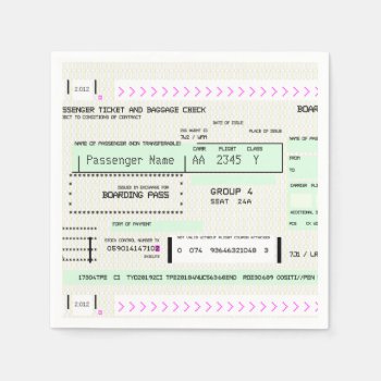 Customizable Airline Ticket Boarding Pass Napkins by wheresmymojo at Zazzle