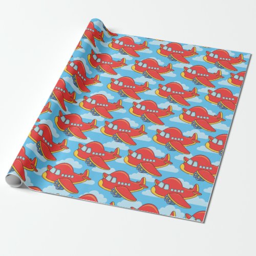Customizable Airplane and Clouds Wrapping Paper