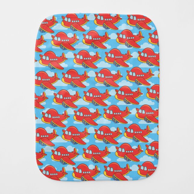 Customizable Airplane and Clouds Wrapping Paper Th Baby Burp Cloth (Front)