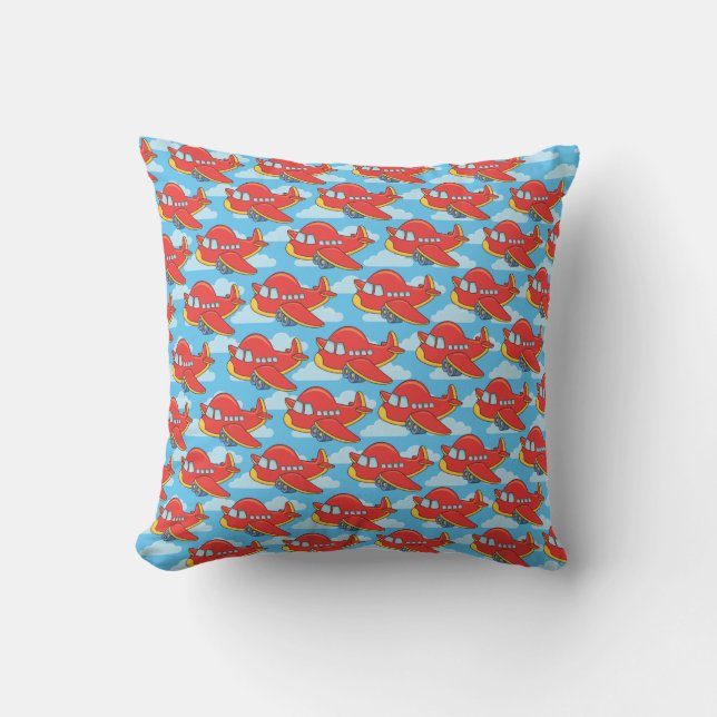 Customizable Airplane and Clouds Wrapping Paper Throw Pillow (Front)