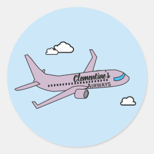 Customizable Airplane Classic Round Sticker