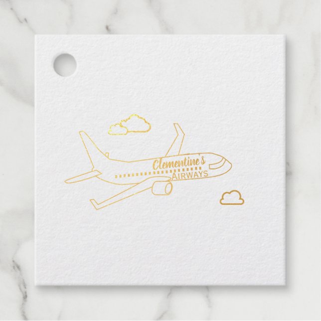 Customizable Airplane Foil Favor Tags (Front)