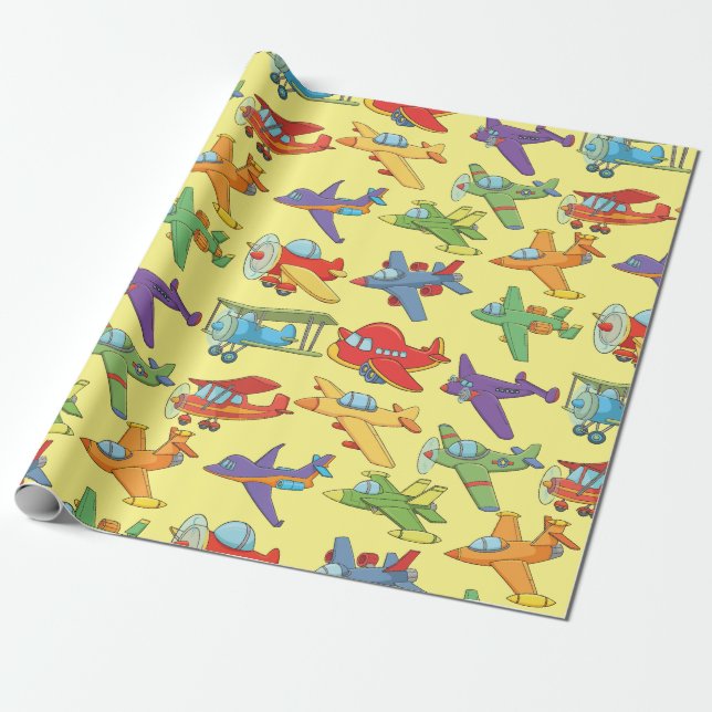 Customizable Airplanes Wrapping Paper (Unrolled)