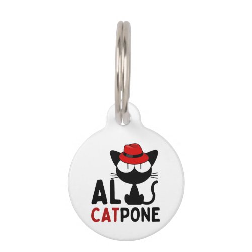 customizable Al Catpone with telephone  black cat Pet ID Tag