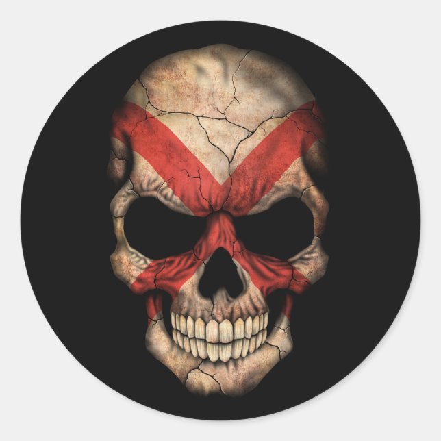 Customizable Alabama Flag Skull Classic Round Sticker (Front)