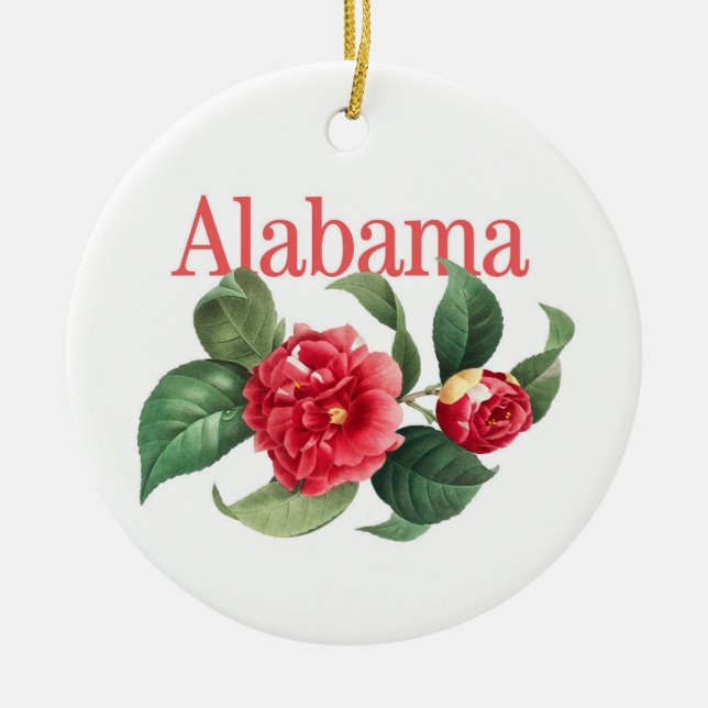 Customizable Alabama Ornament with Camellia (Front)