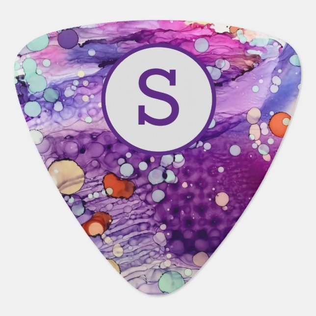Customizable Alcohol Ink Purple Galaxy  Guitar Pick (Front)