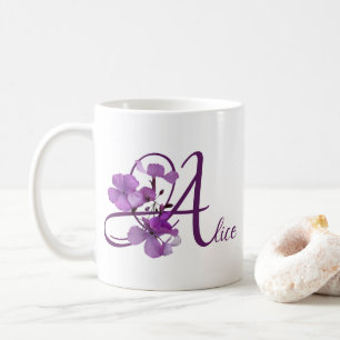 Customizable Alice name pretty purple floral cute Coffee Mug