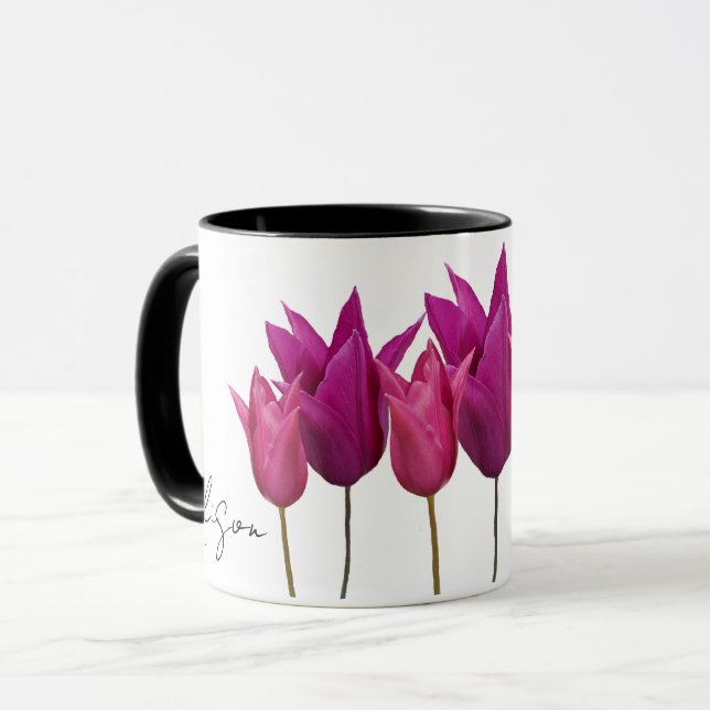 Customizable Alison name pretty pink tulip floral  Mug (Front Left)