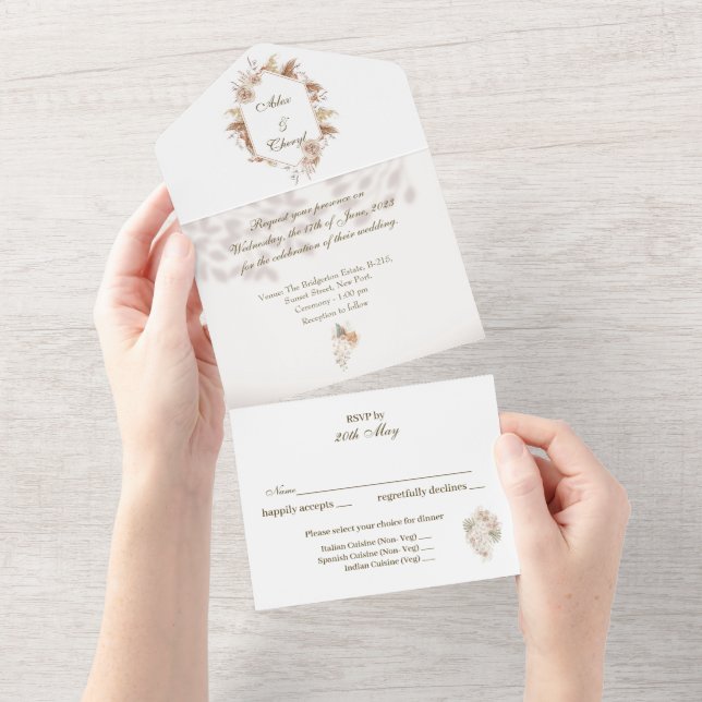 Customizable All in One Wedding Invitation  (Tearaway)