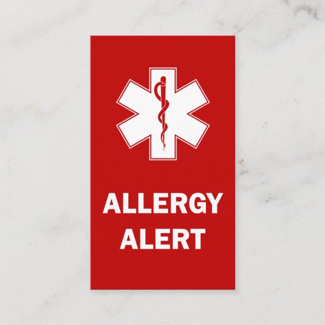 Customizable Allergy Alert Card (Front)