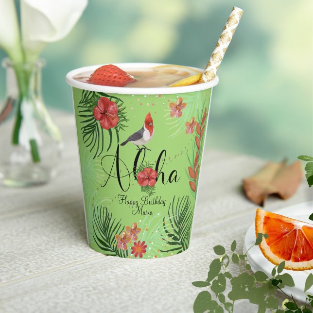 Customizable Aloha Happy Birthday Tropical  Paper Cups (Customizable Aloha Happy Birthday Tropical Paper Cups )