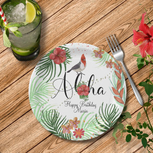 Customizable Aloha Tropical Birthday Party  Paper Plates