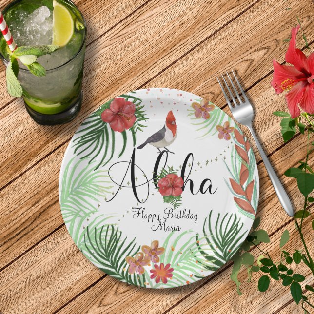 Customizable Aloha Tropical Birthday Party  Paper Plates (Customizable Aloha Tropical Birthday Party Paper Plates )