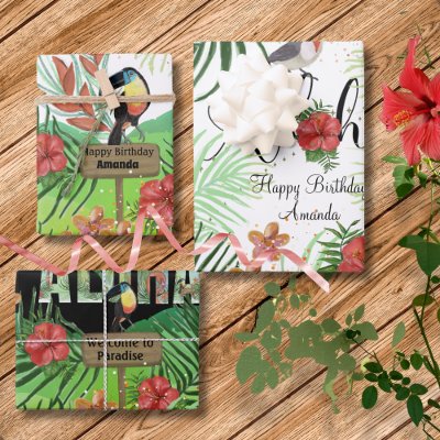 Customizable Aloha Tropical Paradise Gift  Wrapping Paper Sheets
