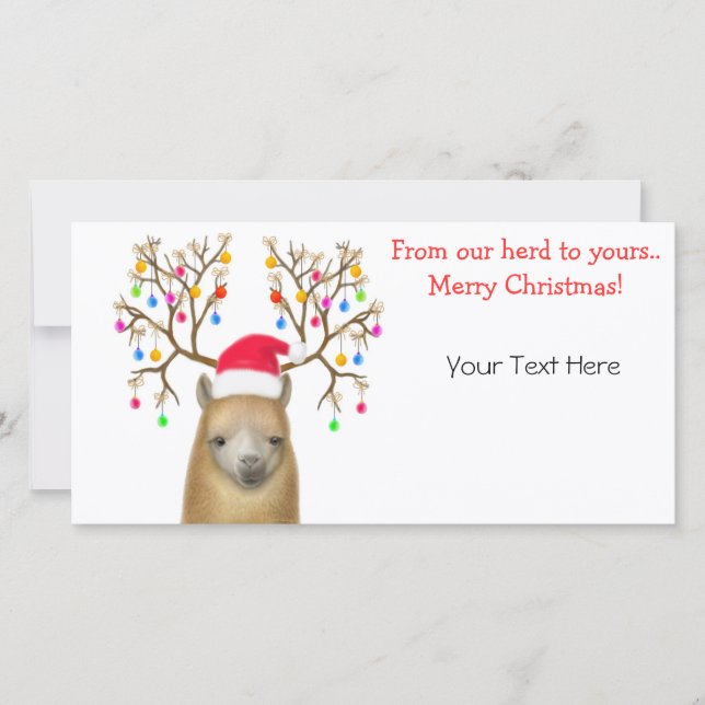 Customizable Alpaca Xmas Photo Card (Front)