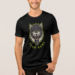 Customizable Alpha Wolf Mascot T-Shirt Personali Tri-Blend Shirt