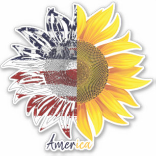 Customizable America sunflower sticker