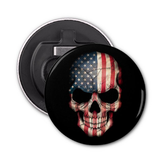 Customizable American Flag Skull Bottle Opener (Front)