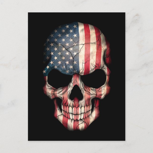 Customizable American Flag Skull Postcard (Front)