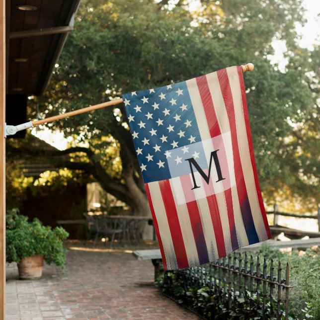 Customizable American Flag with Monogram (In SItu)