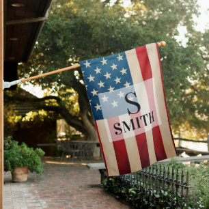 Customizable American Flag with Name & Monogram