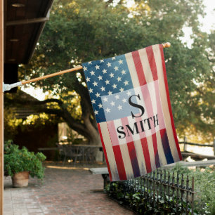 Customizable American Flag with Name & Monogram