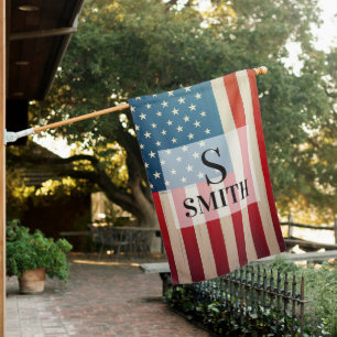 Customizable American Flag with Name & Monogram