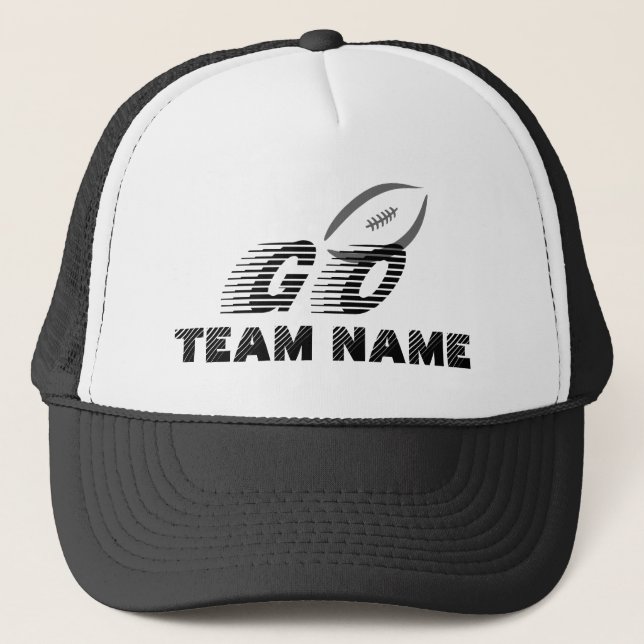 Customizable American Football Go And Team Name Trucker Hat (Front)