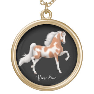 Customizable American Saddlebred Paint Horse Gold Plated Necklace