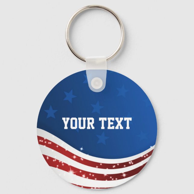Customizable American theme stars & stripes Keychain (Front)
