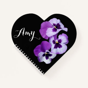 Customizable Amy name pretty purple pansy floral Notebook