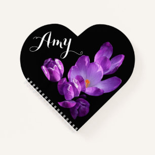 Customizable Amy name purple crocus floral Notebook