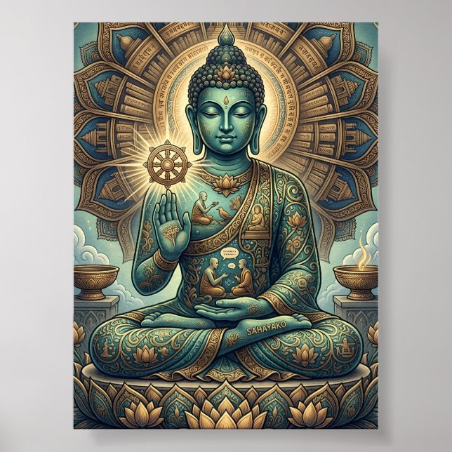 Customizable Ancient Dhamma Art Sukiti Buddha Medi Poster (Front)