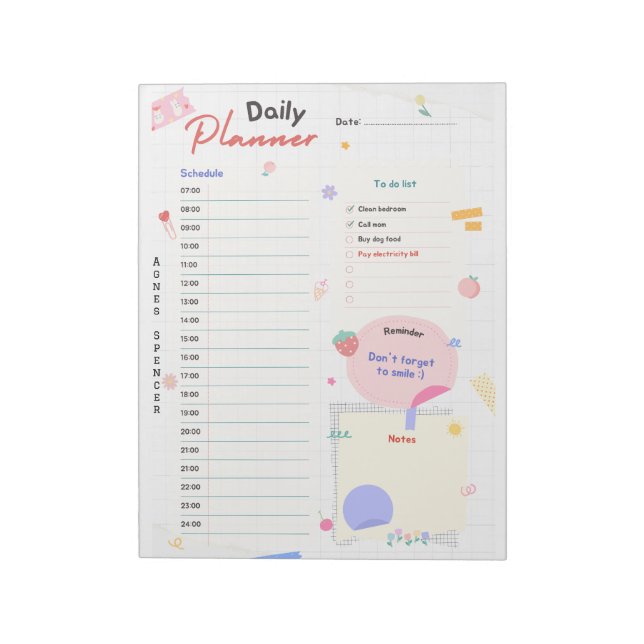 Customizable and Colorful Daily Planner Notepad  (Rotated)