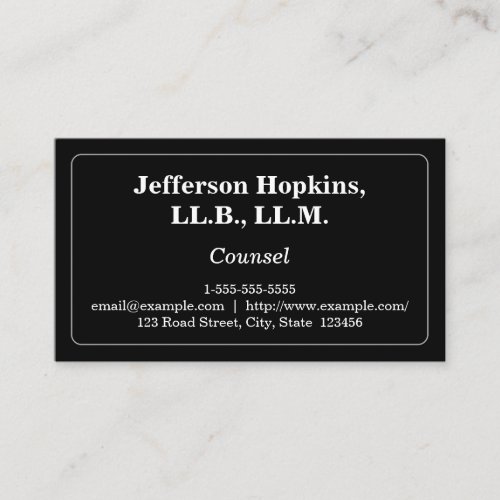 Customizable and Minimalist Counsel Business Card