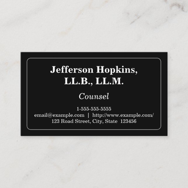 Customizable and Minimalist Counsel Business Card (Front)