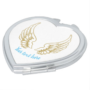 CUSTOMIZABLE ANGEL WINGS COMPACT MIRROR