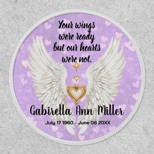 Customizable Angel Wings Memorial  Patch (Front)