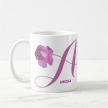 Customizable Angela name pretty pink rose floral