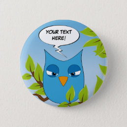 Customizable angry little owl - multiple colors button