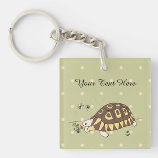 Customizable Angulate Tortoise Keychain (2 sided)